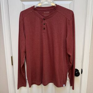 FAIR HARBOR Long Sleeve Sun Protection UPF 50 Henley Shirt Men's XXL red